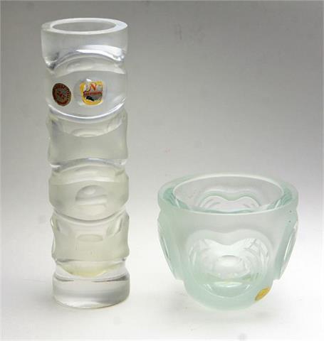 Kristall Vase u. Schale