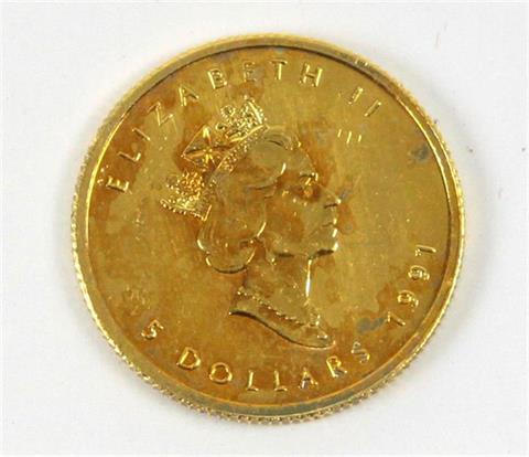 Goldmünze 5 Dollar 1991