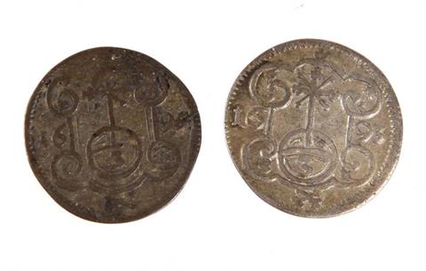 2x 3 Pfennige Sachsen 1693/95 IK
