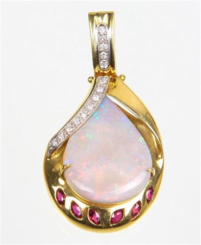 Opal Brillant Anhänger mit Rubin - GG 750