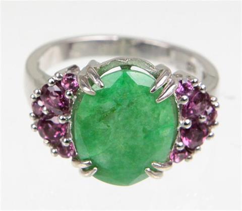 Smaragd Ring mit Rhodolith