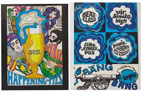 2 Pop Art Poster *Ayinger Pils* 1970er Jahre