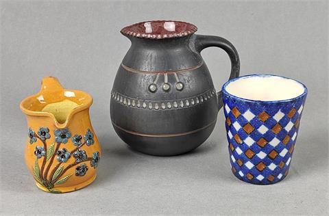 3 Keramik Teile Bunzlau u.a.
