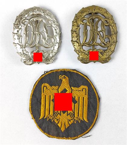 2x Deutsches Reichssportabzeichen und Aufnäher