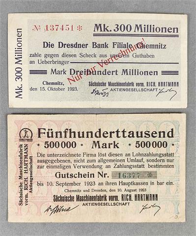 Scheck / Gutschein Rich. Hartmann Chemnitz 1923