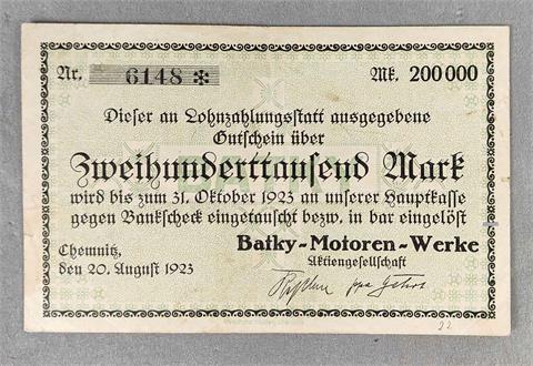 Gutschein Batky-Motoren-Werke AG Chemnitz 1923